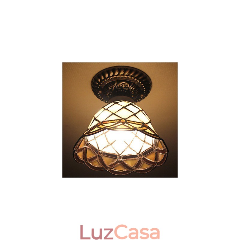 Artes criativas rurais europeias Vitral Absorver luz da lâmpada de cúpula