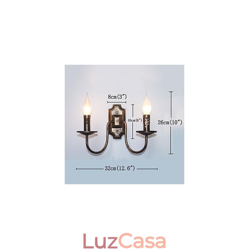 Luminária de parede simples retrô para corredor, lâmpada de cabeça dupla para quarto, sala de estar, iluminação de parede
