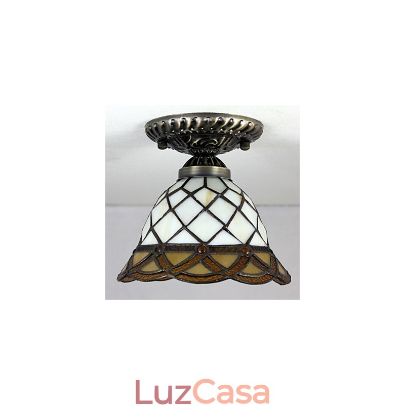 Artes criativas rurais europeias Vitral Absorver luz da lâmpada de cúpula