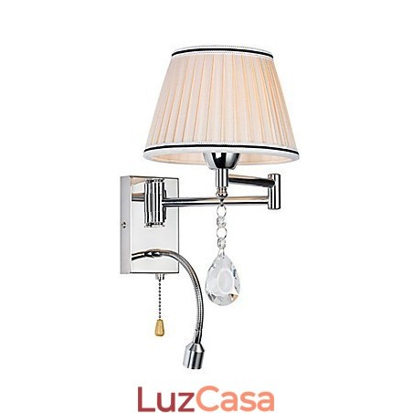 Luminária de parede moderna contemporânea rústica Lodge moderna contemporânea country cromada com recurso para braço oscilante de cristal Luminária de parede moderna contemporânea rústica Lodge moderna contemporânea country cromada com recurso para braço oscilante de cristal
