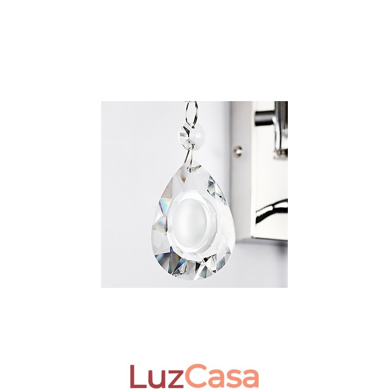 Luminária de parede moderna contemporânea rústica Lodge moderna contemporânea country cromada com recurso para braço oscilante de cristal