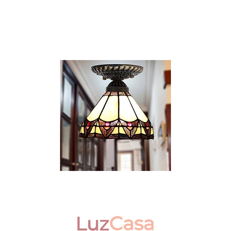 Artes criativas rurais europeias Vitral Absorver luz da lâmpada de cúpula