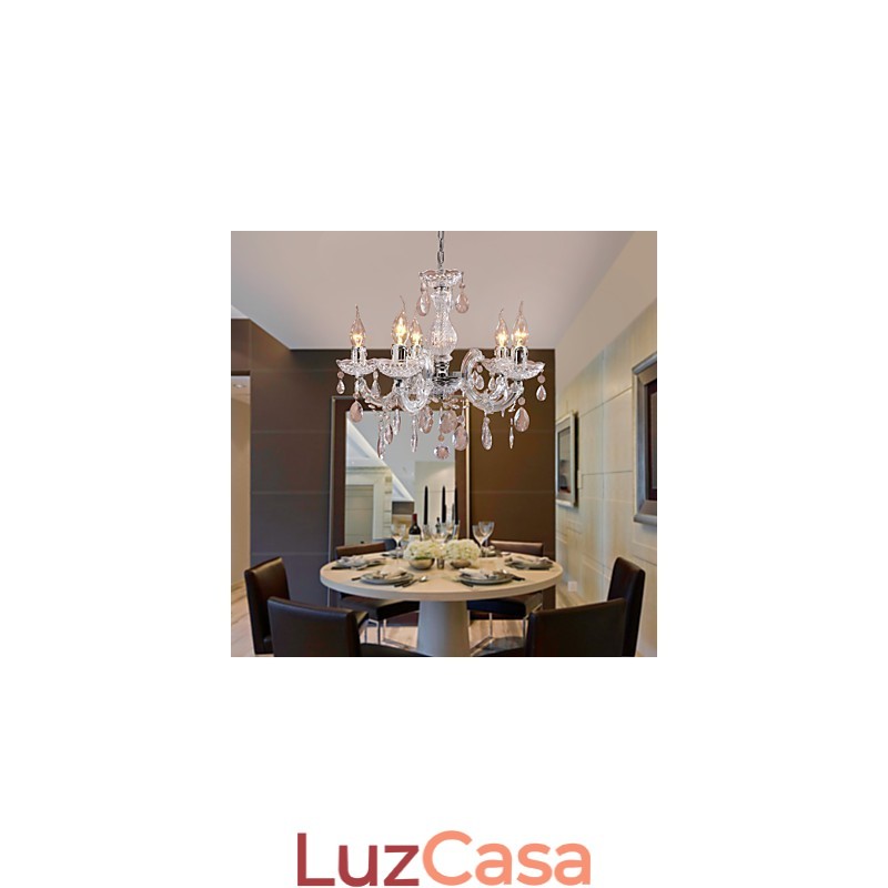 Upligh Chrome Lâmpada de Teto Luz de Vela Luminária de Acrílico Lustre Pingente