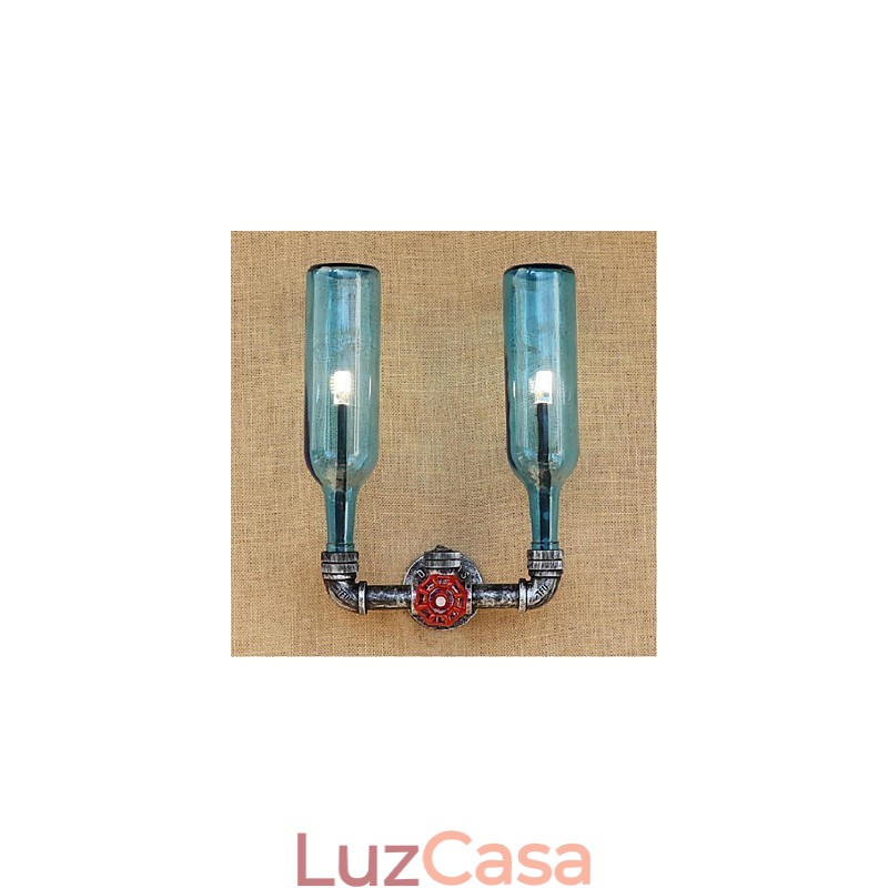 Interruptor de vento industrial retrô Garrafa de água Lâmpada de parede Luz de parede Azul