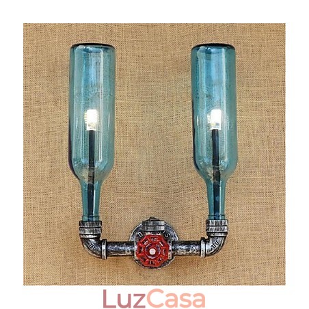 Interruptor de vento industrial retrô Garrafa de água Lâmpada de parede Luz de parede Azul Interruptor de vento industrial retrô Garrafa de água Lâmpada de parede Luz de parede Azul