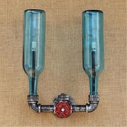 Interruptor de vento industrial retrô Garrafa de água Lâmpada de parede Luz de parede Azul