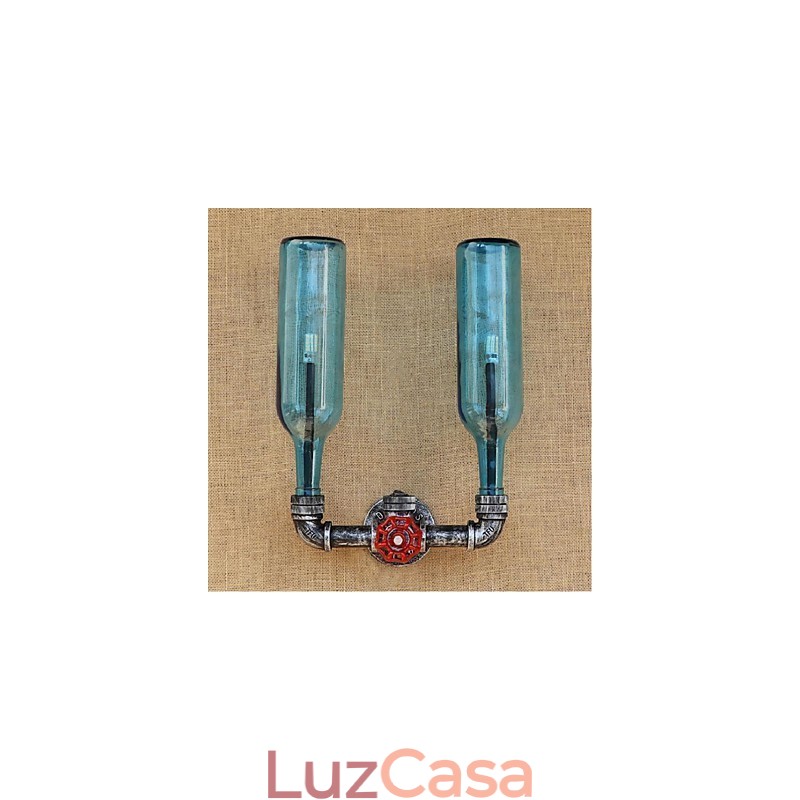 Interruptor de vento industrial retrô Garrafa de água Lâmpada de parede Luz de parede Azul