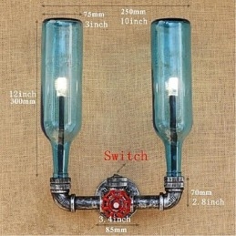 Interruptor de vento industrial retrô Garrafa de água Lâmpada de parede Luz de parede Azul
