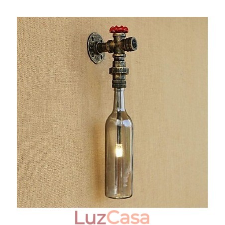 Luminária de parede com garrafa de água cinza fumaça Luminária de parede com garrafa de água cinza fumaça