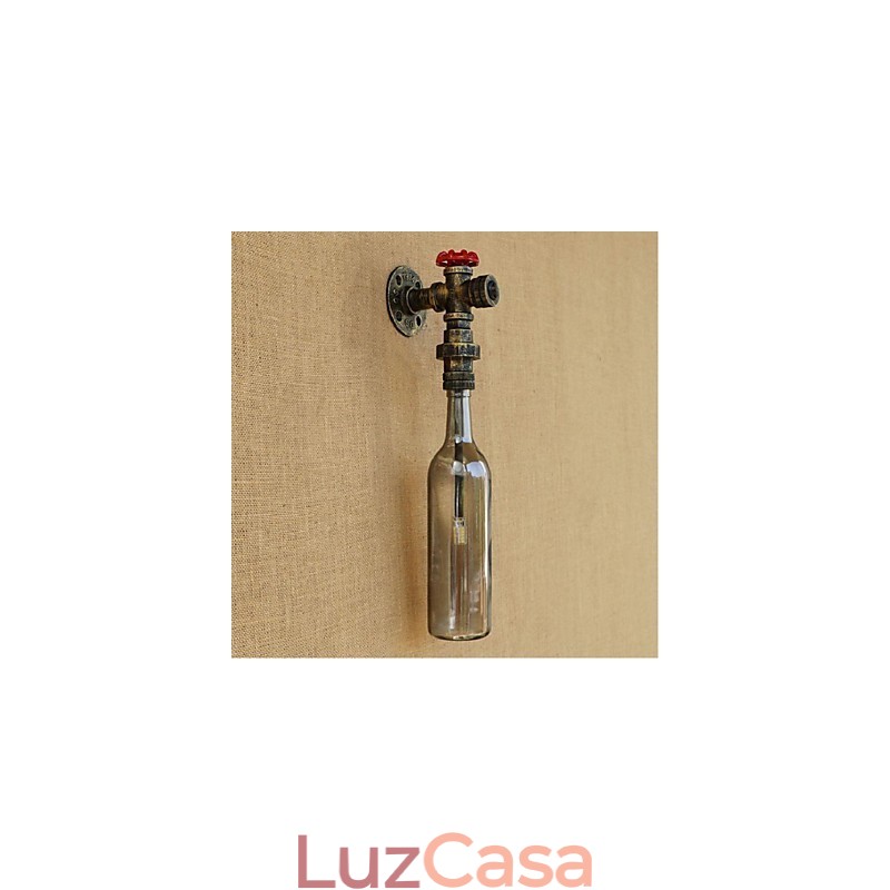 Luminária de parede com garrafa de água cinza fumaça