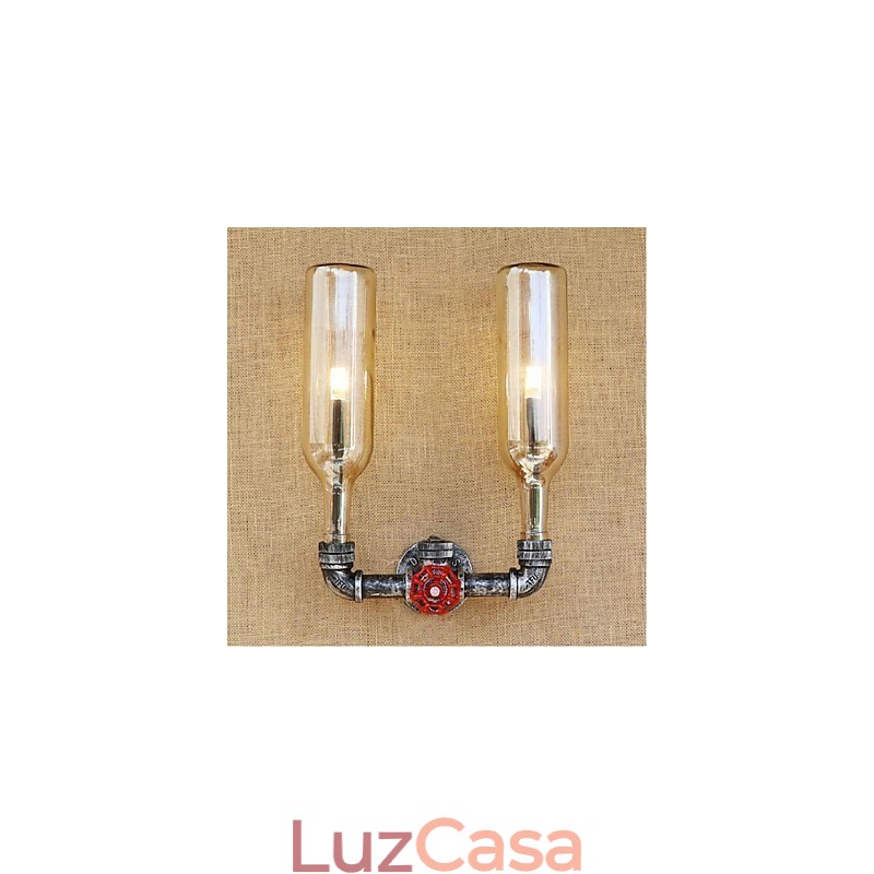 Interruptor de vento industrial retrô Garrafa de água Lâmpada de parede Luz de parede Âmbar