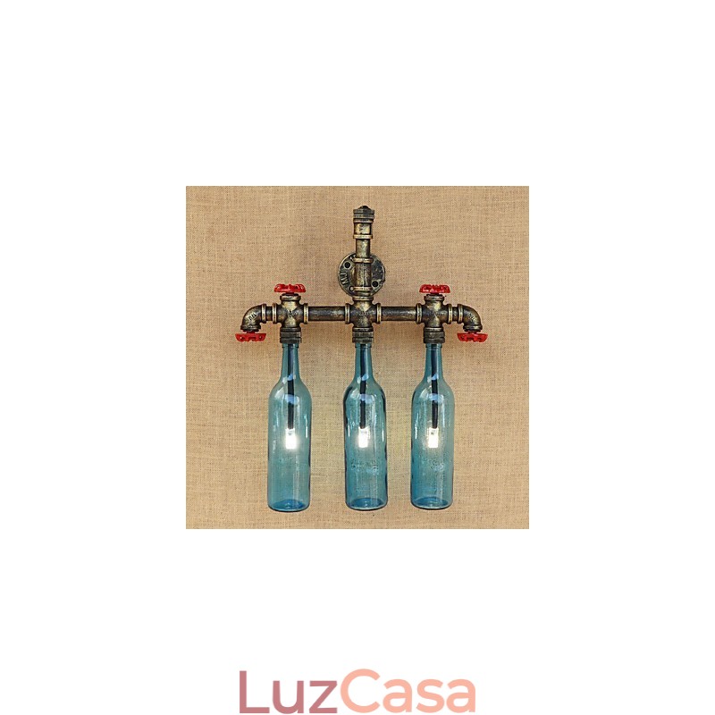 Interruptor de vento industrial retrô Garrafa de água Lâmpada de parede Luz de parede Azul