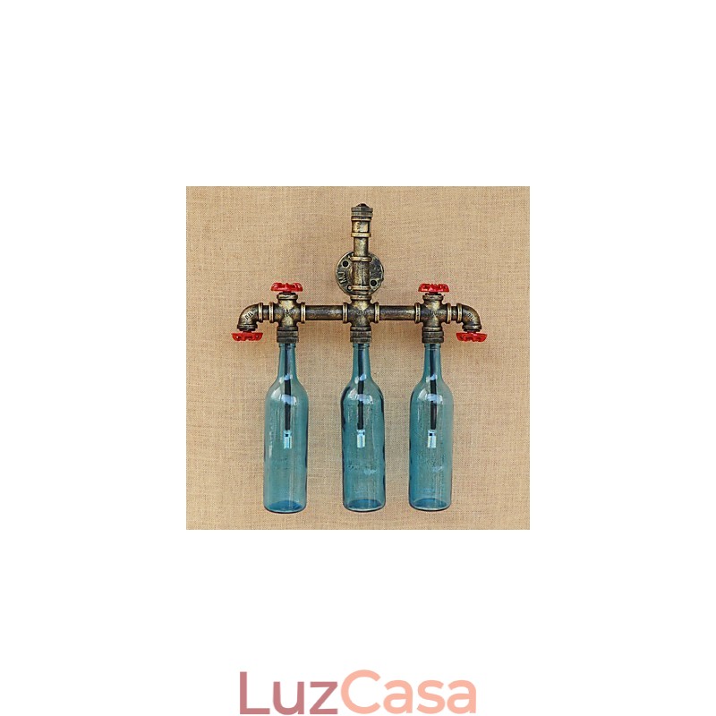 Interruptor de vento industrial retrô Garrafa de água Lâmpada de parede Luz de parede Azul