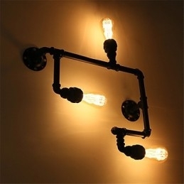 3 Cabeças Vintage Industrial Pipe Wall Lights Preto Luzes Criativas Restaurante Café Bar Decoração iluminação