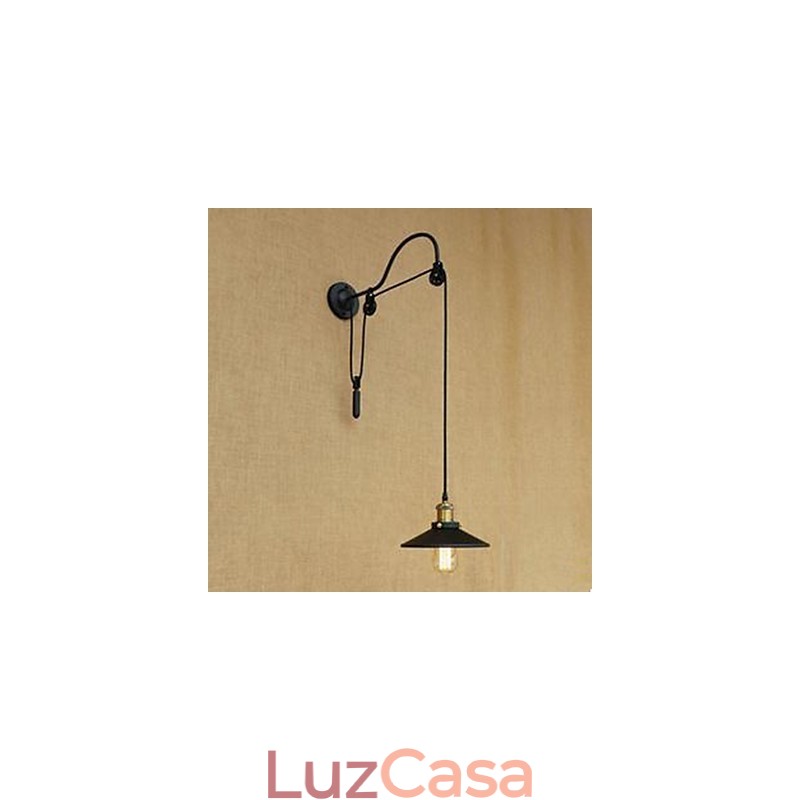 Luminária de parede para sala de jantar com elevação e comprimento de rosca ajustável de luminária de parede para quarto com personagem criativo retrô de ferro