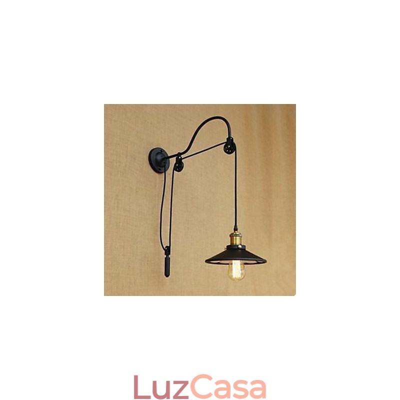 Luminária de parede para sala de jantar com elevação e comprimento de rosca ajustável de luminária de parede para quarto com personagem criativo retrô de ferro