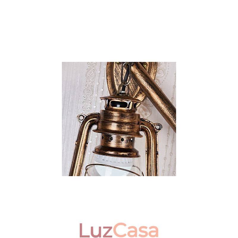 Pintura rústica de chalé para arandelas de parede estilo mini uplight, luminária de parede C
