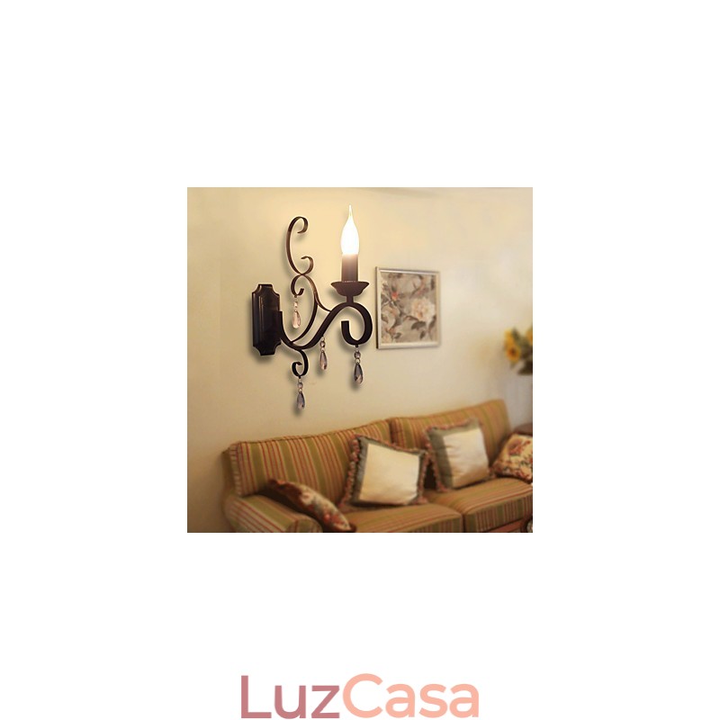 Lâmpada de vela de cristal Ferro Personalidade criativa Corredor Escada Decoração Lâmpada de cabeceira Lâmpada de parede