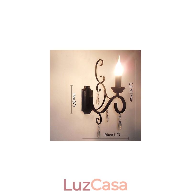 Lâmpada de vela de cristal Ferro Personalidade criativa Corredor Escada Decoração Lâmpada de cabeceira Lâmpada de parede