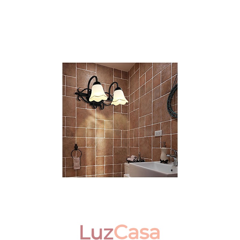 Luminária de parede galvanizada rústica Lodge para iluminação de banheiro Downlight