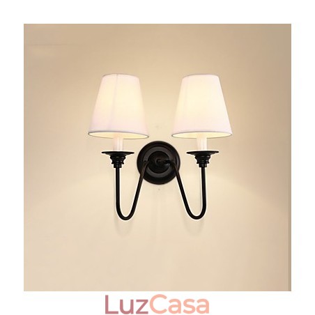 Acabamento em óxido preto rústico Lodge, recurso para proteção dos olhos, arandelas de parede com luz ambiente, luminária de parede