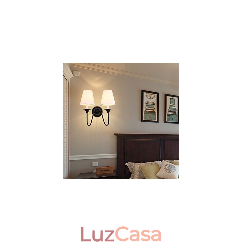 Acabamento em óxido preto rústico Lodge, recurso para proteção dos olhos, arandelas de parede com luz ambiente, luminária de parede
