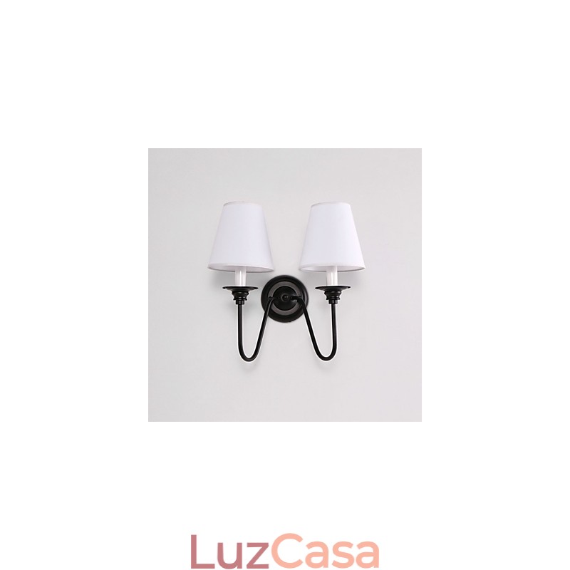 Acabamento em óxido preto rústico Lodge, recurso para proteção dos olhos, arandelas de parede com luz ambiente, luminária de parede
