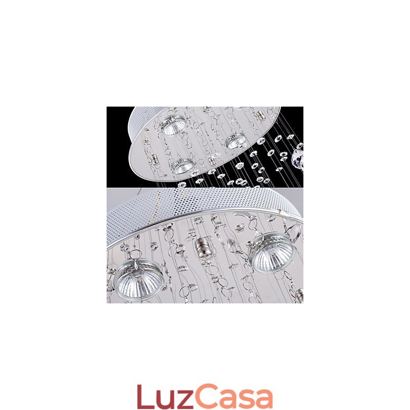 Lustre de cristal pendente, iluminação, 5 luzes, prata, canpoy, transparente, k9, cristal, hélice, teto, lâmpadas
