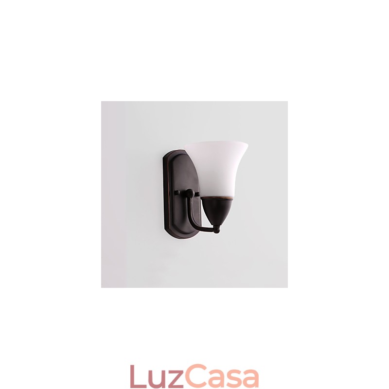 Acabamento em óxido preto rústico Lodge, recurso para proteção dos olhos, arandelas de parede com luz ambiente, luminária de parede
