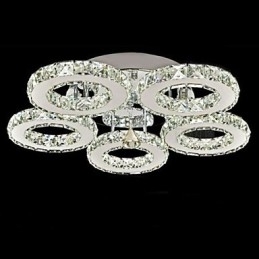 Cristal Flush Mount 5 Luzes Moderno Transparente Galvanoplastia Aço Inoxidável