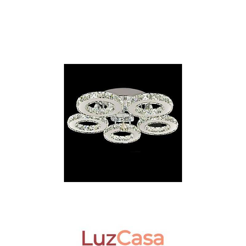 Cristal Flush Mount 5 Luzes Moderno Transparente Galvanoplastia Aço Inoxidável