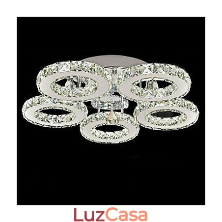 Cristal Flush Mount 5 Luzes Moderno Transparente Galvanoplastia Aço Inoxidável Cristal Flush Mount 5 Luzes Moderno Transparente Galvanoplastia Aço Inoxidável