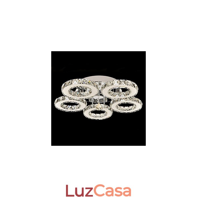 Cristal Flush Mount 5 Luzes Moderno Transparente Galvanoplastia Aço Inoxidável