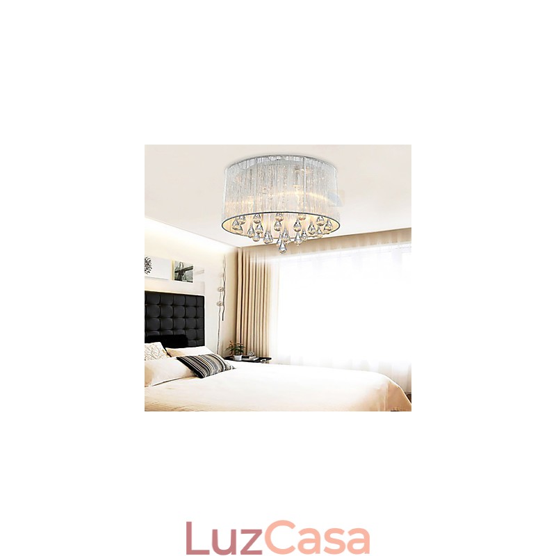 Luminária de Teto Moderna Cristal 4 Luzes