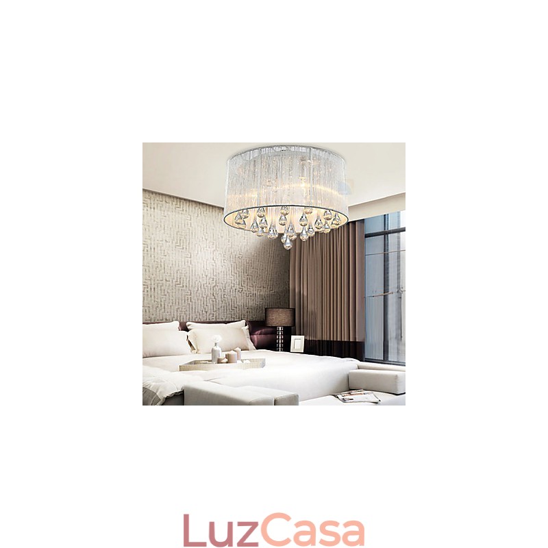 Luminária de Teto Moderna Cristal 4 Luzes