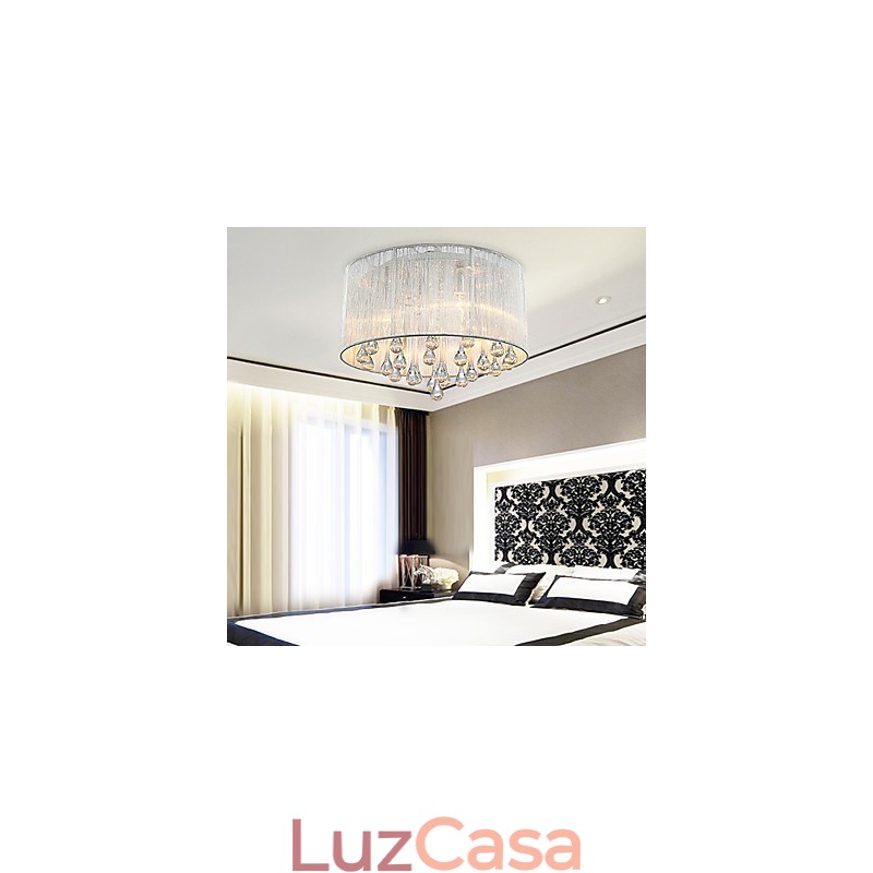 Luminária de Teto Moderna Cristal 4 Luzes