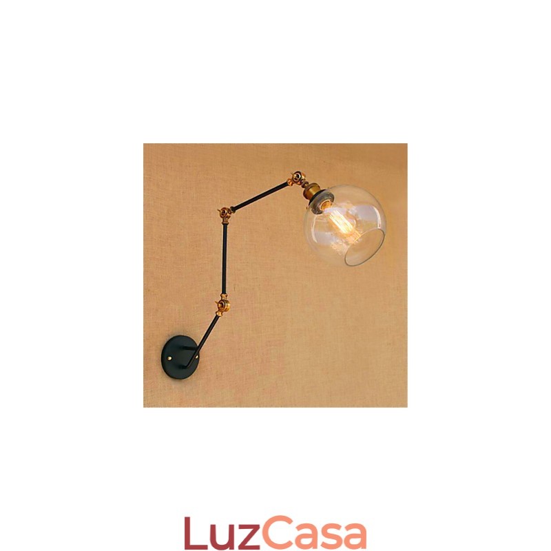 Recurso cromado rústico para luz ambiente de braço oscilante, luzes de braço oscilante, luz de parede