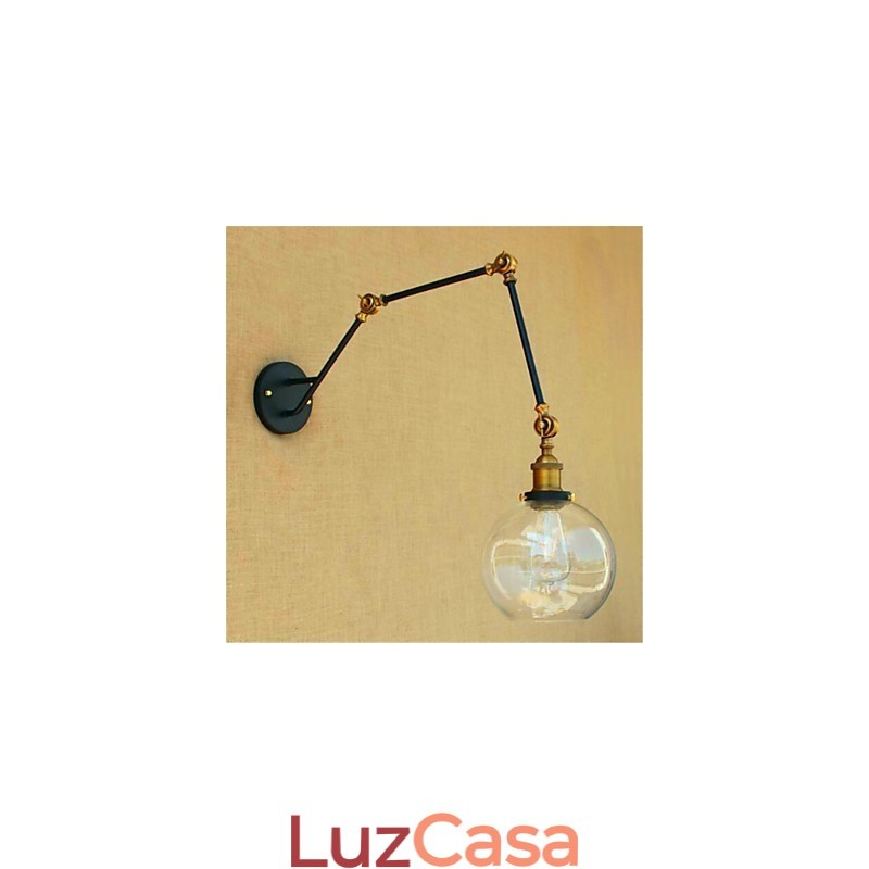 Recurso cromado rústico para luz ambiente de braço oscilante, luzes de braço oscilante, luz de parede