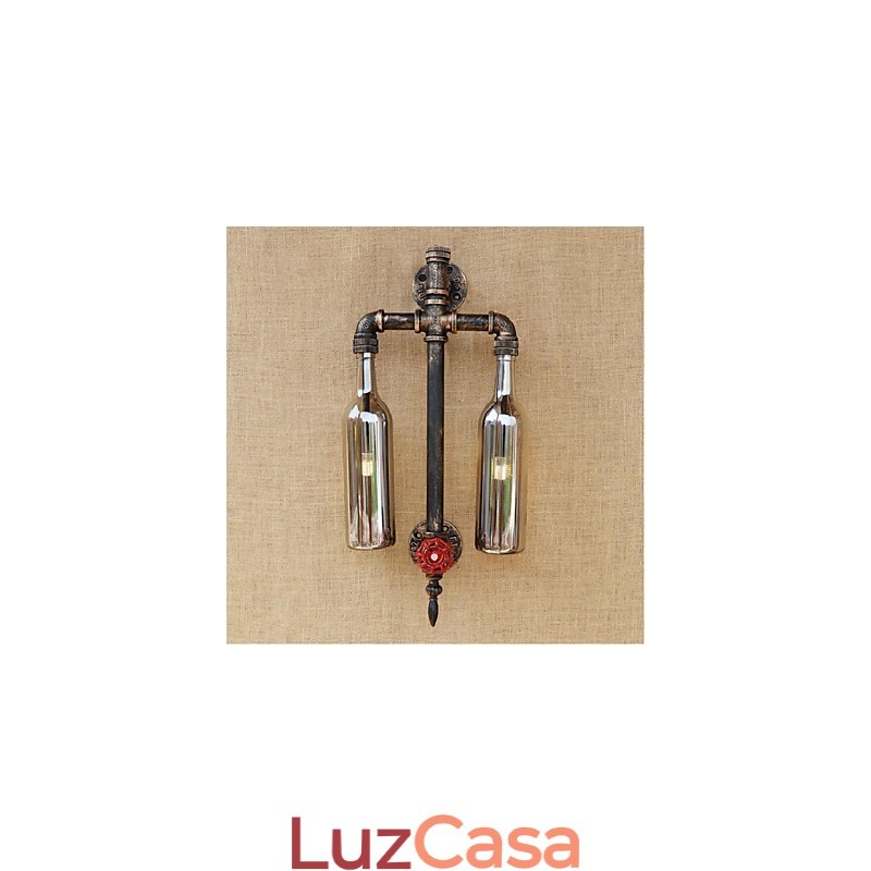 American Themed Restaurant Bar Ferro Com Interruptor Tubo De Água Garrafa De Vinho Luminária De Parede Cinza