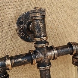 American Themed Restaurant Bar Ferro Com Interruptor Tubo De Água Garrafa De Vinho Luminária De Parede Cinza