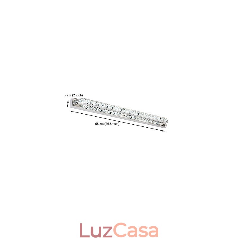 Lâmpada de espelho longa de alta qualidade, luzes de banheiro, metal e cristal, luz de parede