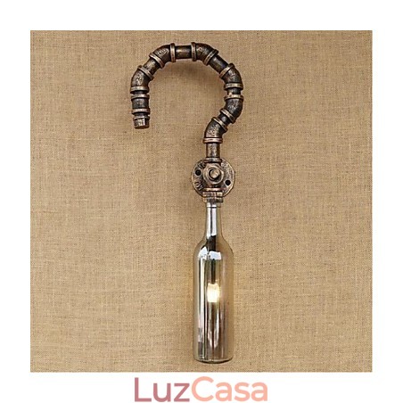 Retro American Village Creative Industry Wind Designer Garrafa de Água Luminária de Parede Luz de Parede Cinza