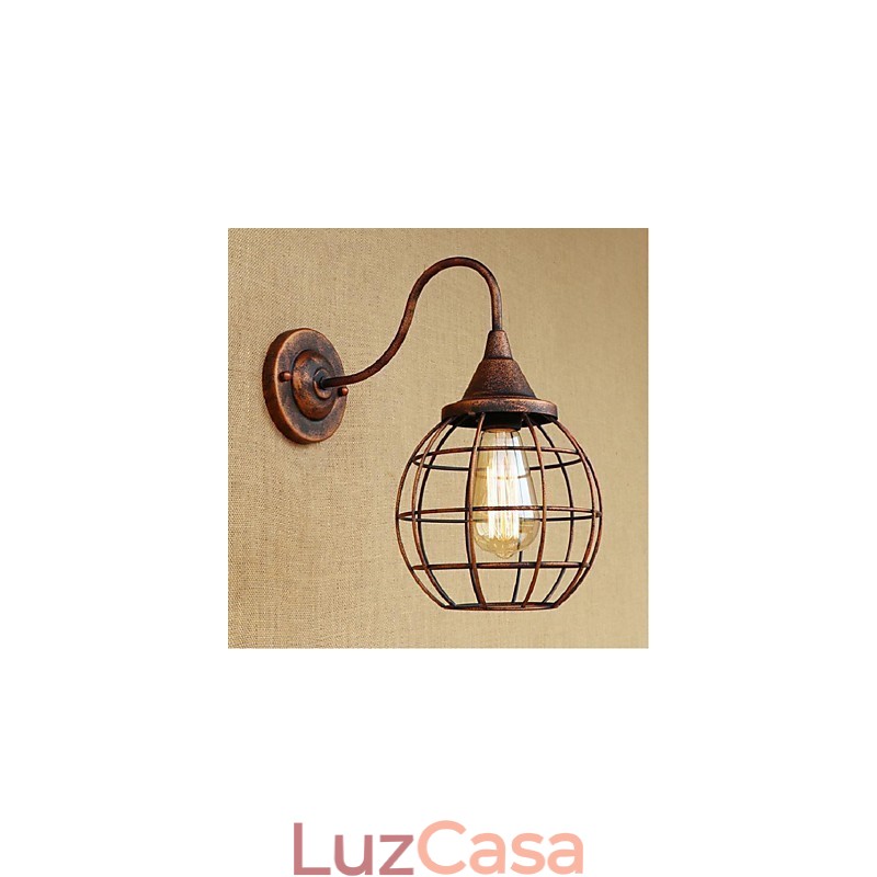Luminária de parede americana, simples e retrô, criativa, cor ferrugem, arandela, luminária de parede