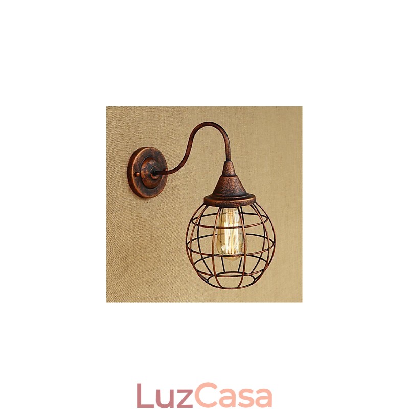 Luminária de parede americana, simples e retrô, criativa, cor ferrugem, arandela, luminária de parede