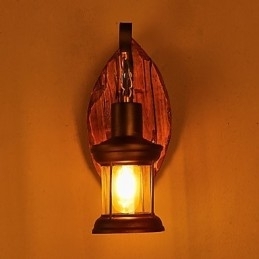 Luminária de parede de pintura de metal de madeira vintage retrô industrial de cabeça única para decoração de corredor de hotel em casa