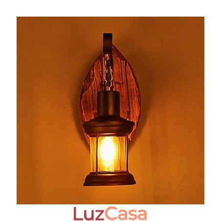 Luminária de parede de pintura de metal de madeira vintage retrô industrial de cabeça única para decoração de corredor de hotel em casa Luminária de parede de pintura de metal de madeira vintage retrô industrial de cabeça única para decoração de corredor de hotel em casa