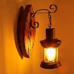 Luminária de parede de pintura de metal de madeira vintage retrô industrial de cabeça única para decoração de corredor de hotel em casa