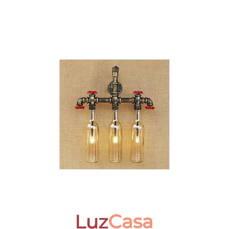 Interruptor de vento industrial retrô Garrafa de água Lâmpada de parede Luz de parede Âmbar