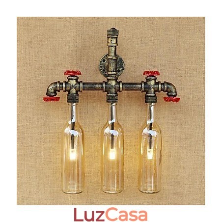 Interruptor de vento industrial retrô Garrafa de água Lâmpada de parede Luz de parede Âmbar Interruptor de vento industrial retrô Garrafa de água Lâmpada de parede Luz de parede Âmbar