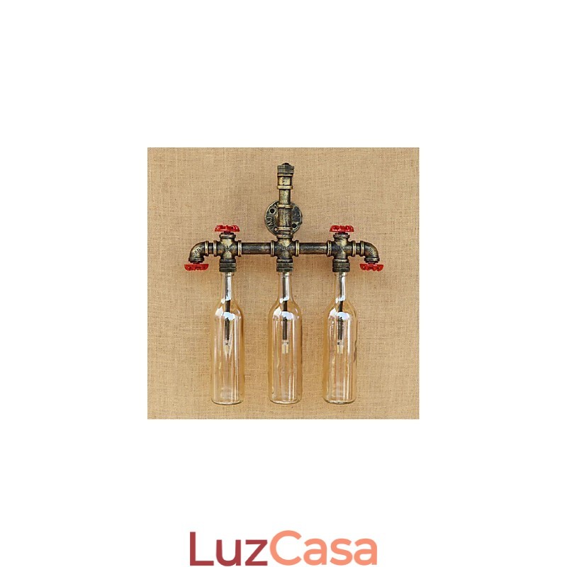Interruptor de vento industrial retrô Garrafa de água Lâmpada de parede Luz de parede Âmbar